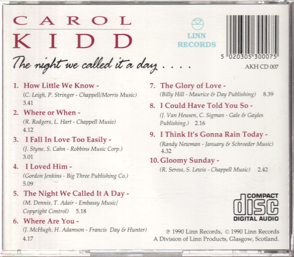 Carol Kidd - Night We Called It A Day.... - Cd