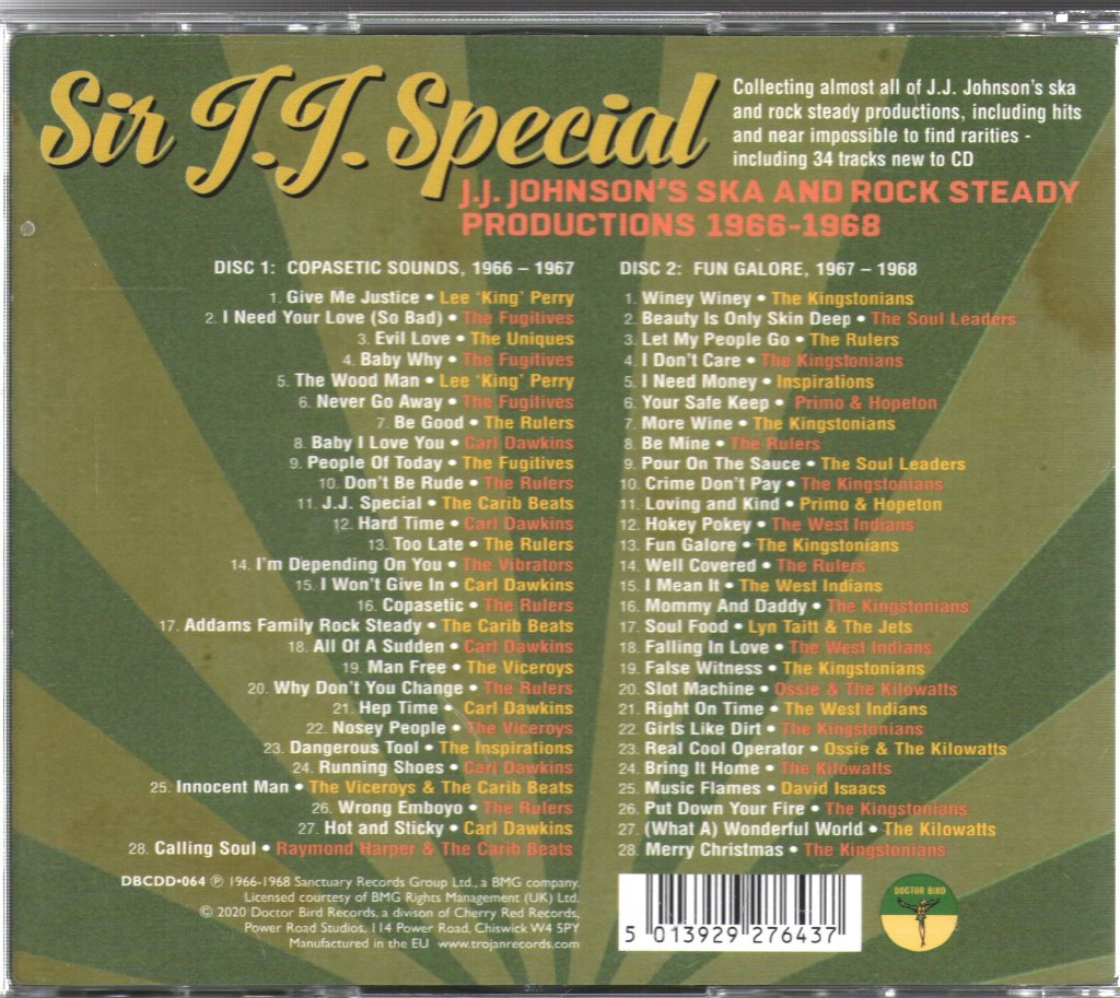 Various Artists - Sir J.J. Special (J.J. Johnson's Ska And Rock Steady Productions 1966-1968) - Double Cd