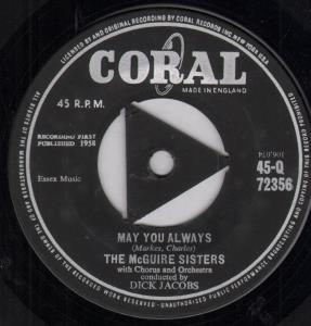 Mcguire Sisters - May You Always - 7 Inch