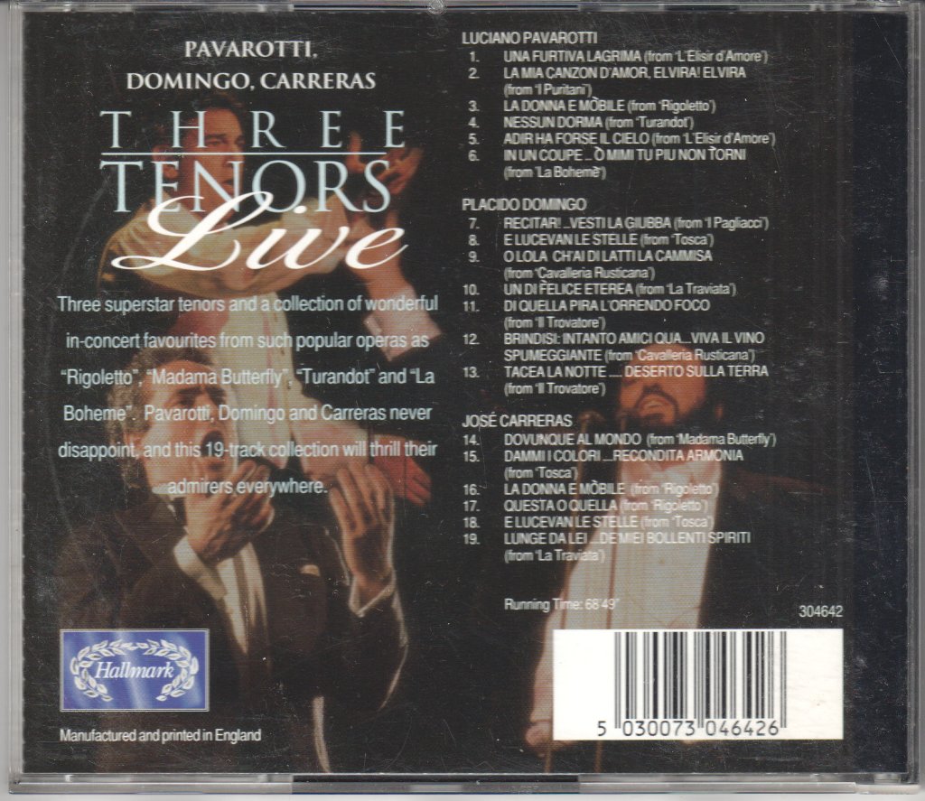 Three Tenors - Three Tenors Live - Cd