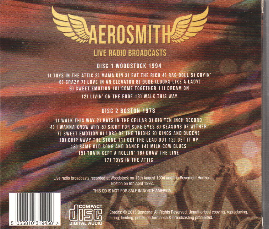 Aerosmith - Live Radio Broadcasts - Double Cd