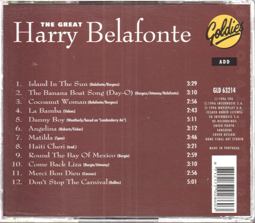 Harry Belafonte - Great Harry Belafonte - Cd