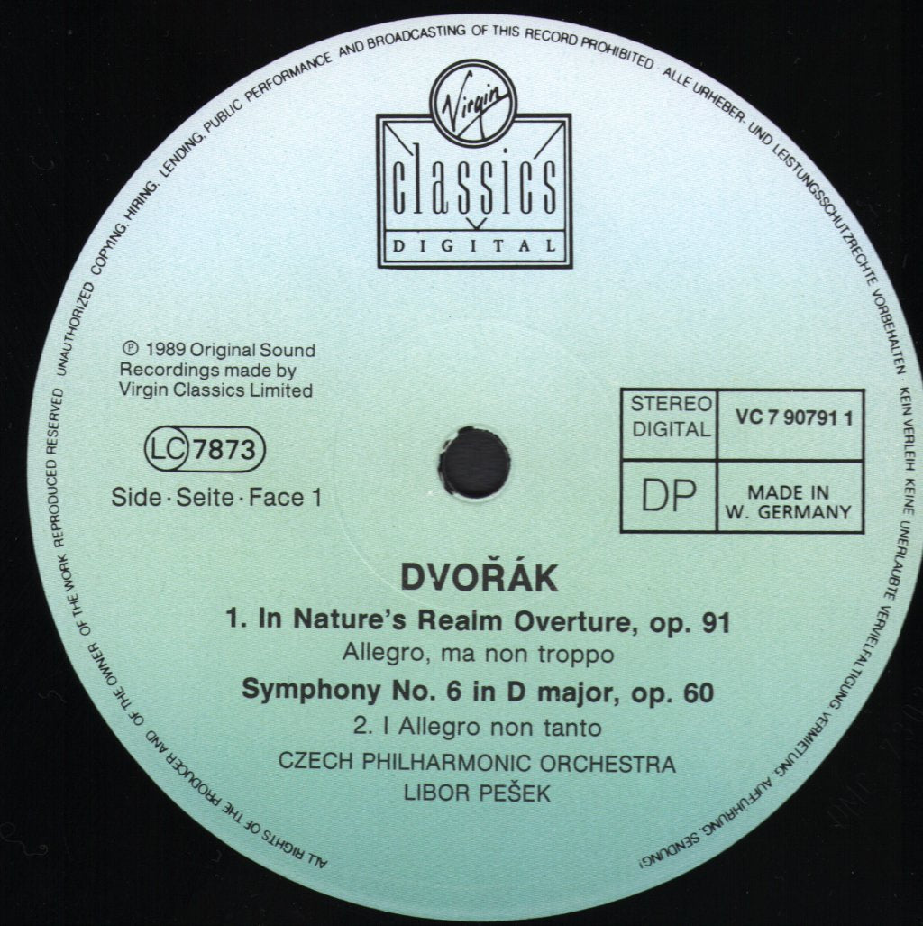 Libor Pesek / Czech Philharmonic Orchestra - Dvorak - Symphony No.6 / Overture "In Nature's Realm" - Lp