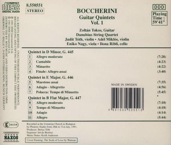 Zoltán Tokos, Danubius String Quartet - Boccherini - Guitar Quintets Vol. 1 - Cd