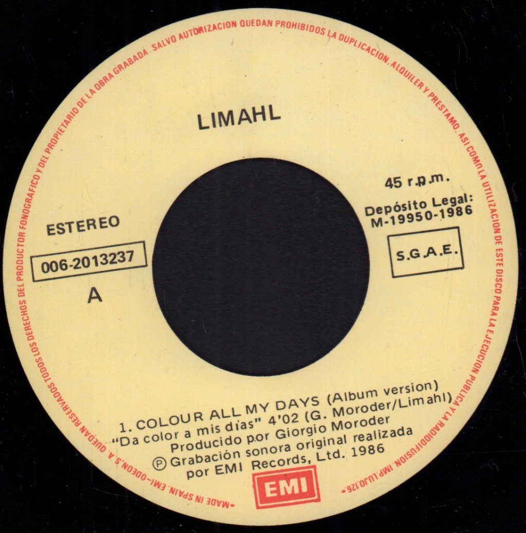 Limahl - Colour All My Days - 7 Inch