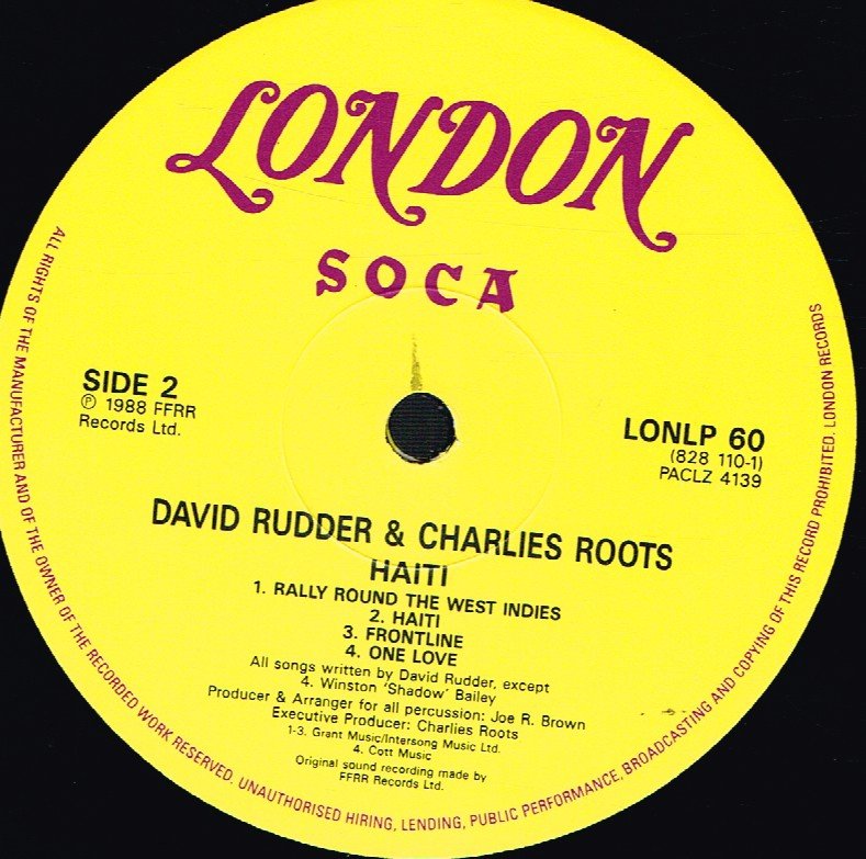 David Rudder And Charlies Roots - Haiti - Lp