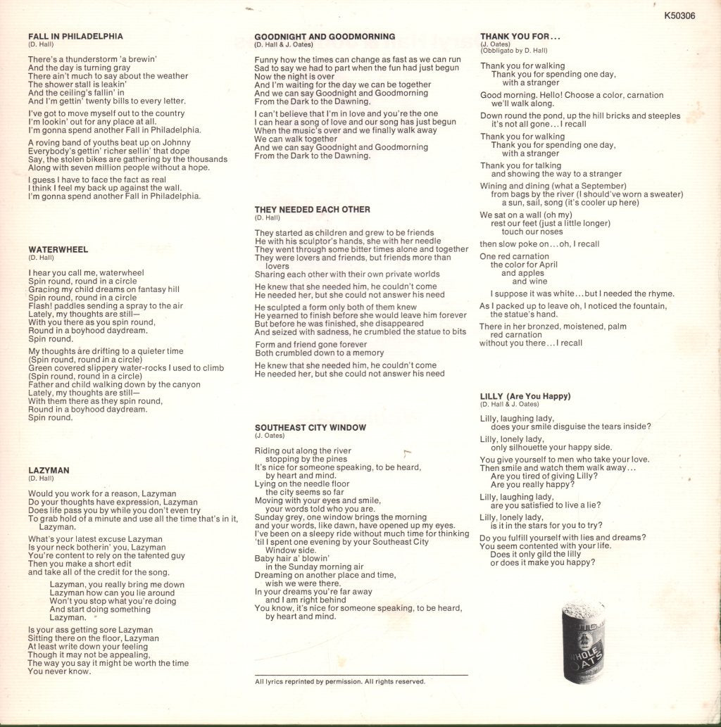 Daryl Hall And John Oates - Whole Oats - Lp