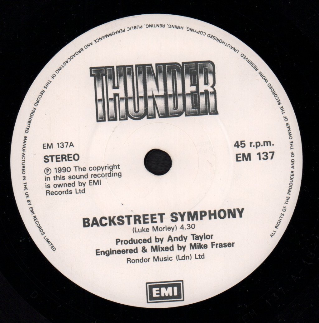Thunder - Back Street Symphony - 7 Inch