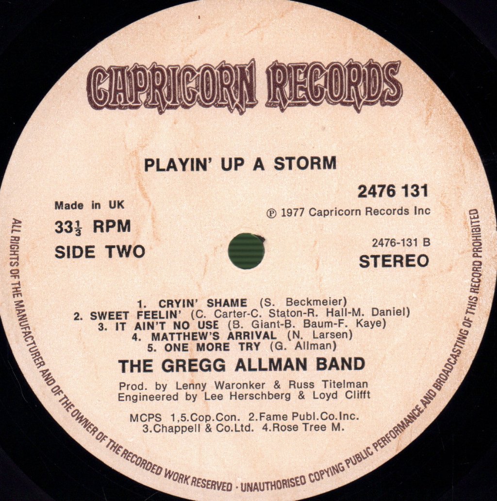 Gregg Allman Band - Playin' Up A Storm - Lp