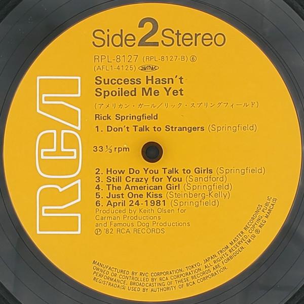 Rick Springfield - Success Hasn't Spoiled Me Yet - Lp