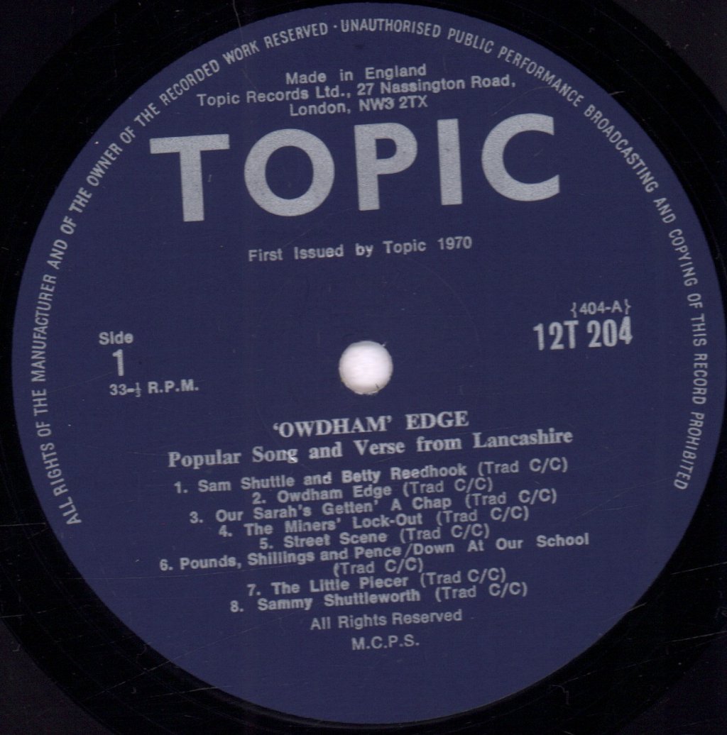Owdham Edge - Popular Song And Verse From Lancashire - Lp