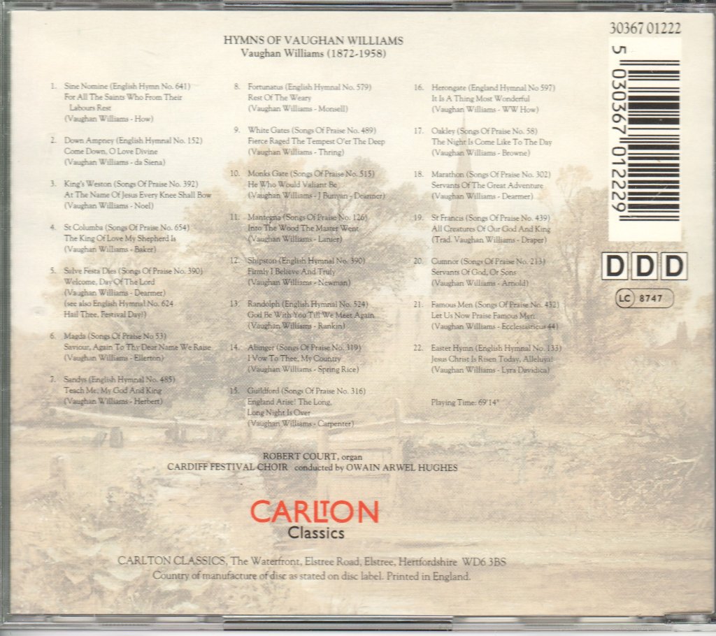 Vaughan Williams - Robert Court, Cardiff Festival Choir, Owain Arwel-Hughes - Hymns - Cd