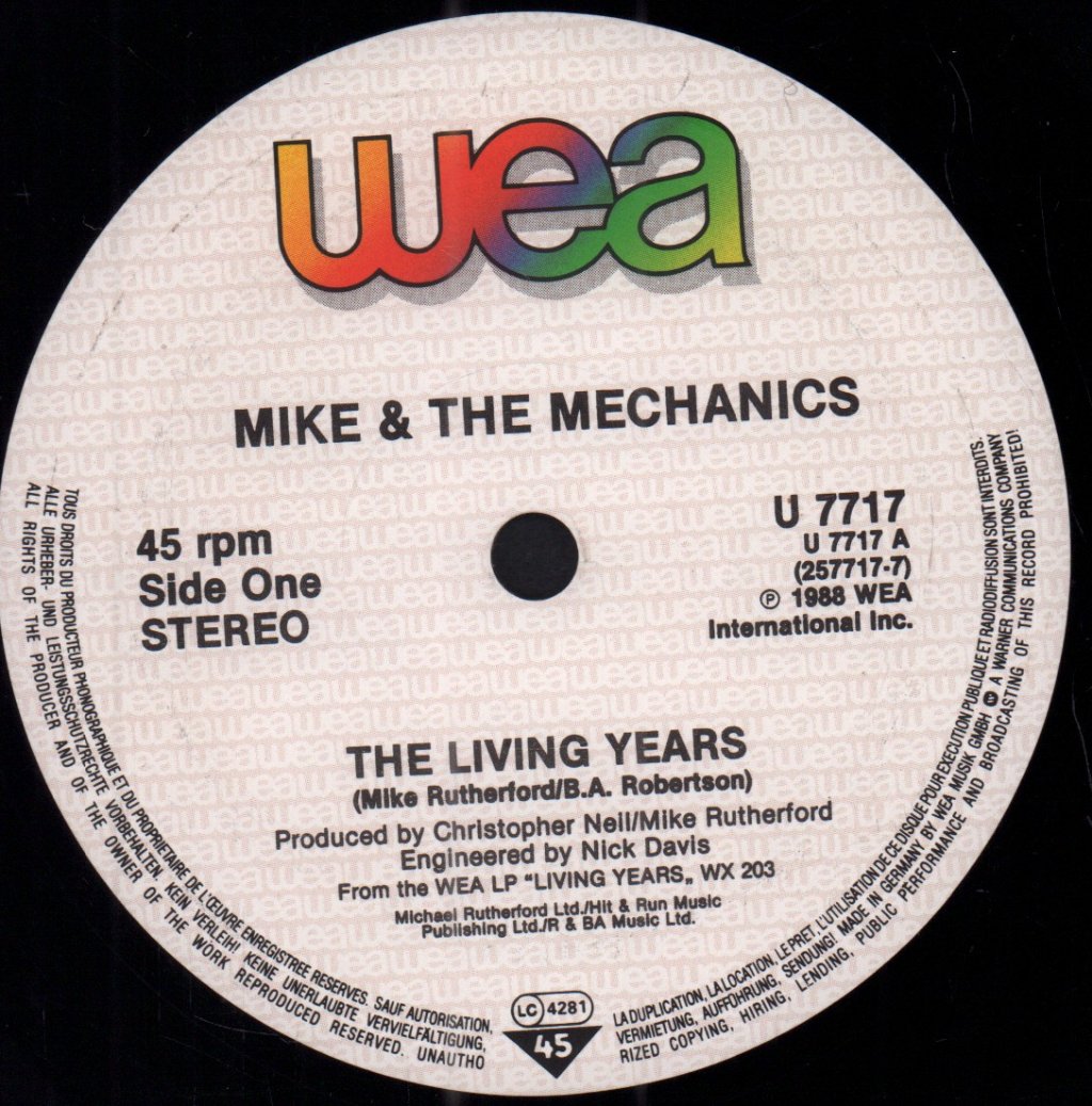 Mike And The Mechanics - Living Years - 7 Inch