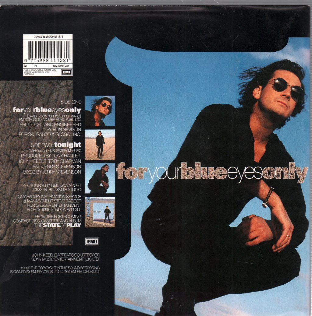 Tony Hadley - For Your Blue Eyes Only - 7 Inch
