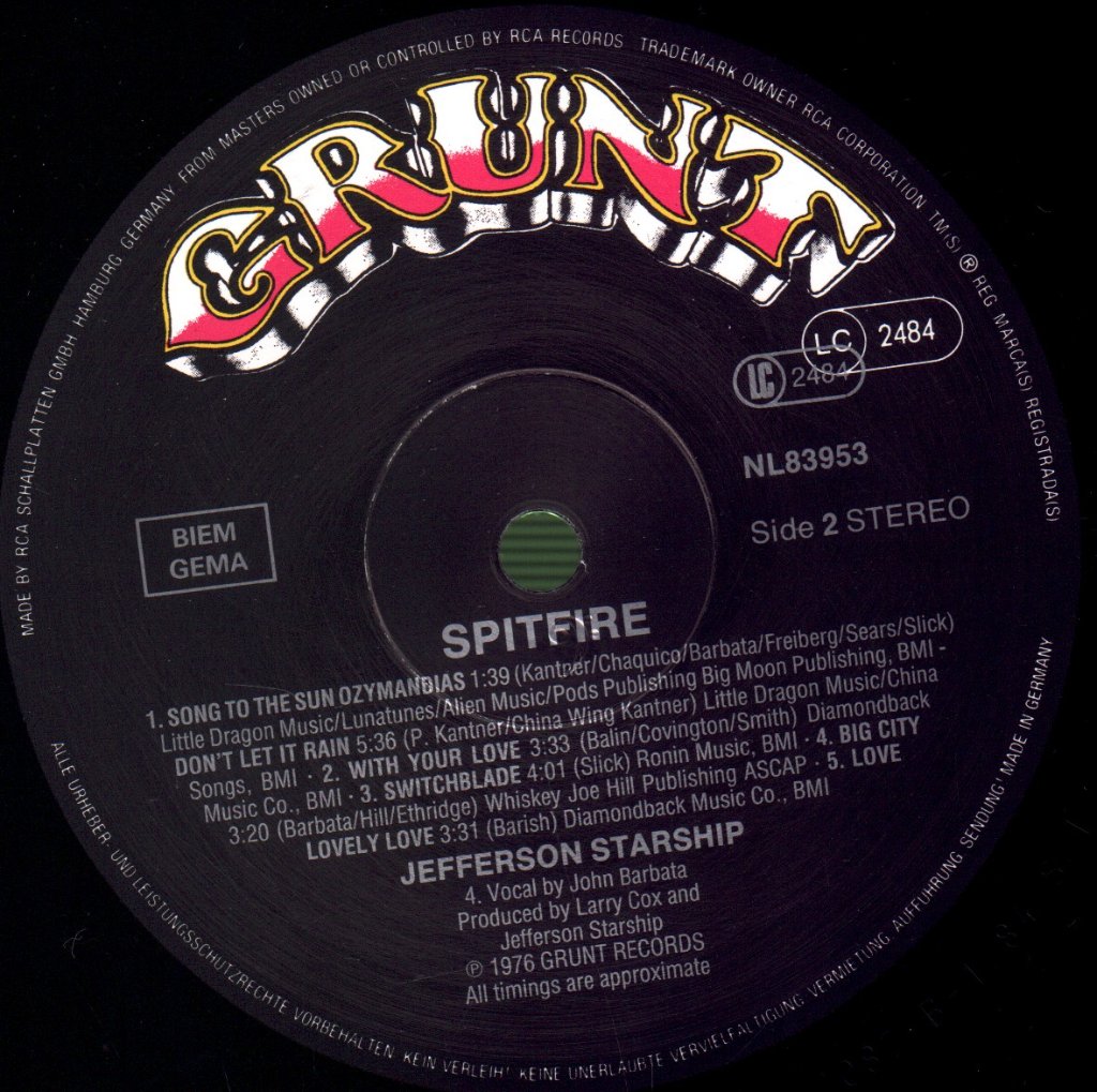 Jefferson Starship - Spitfire - Lp