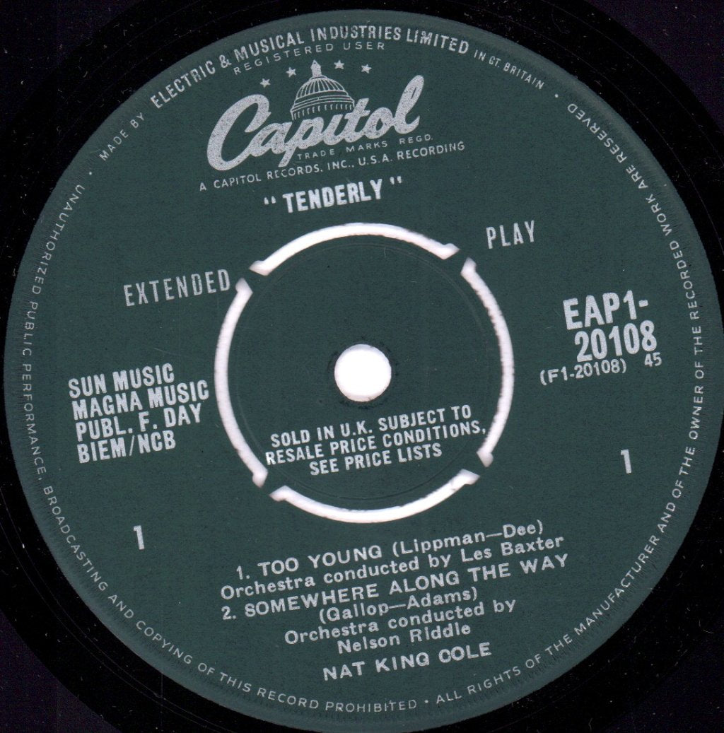 Nat King Cole - Tenderly - 7 Inch