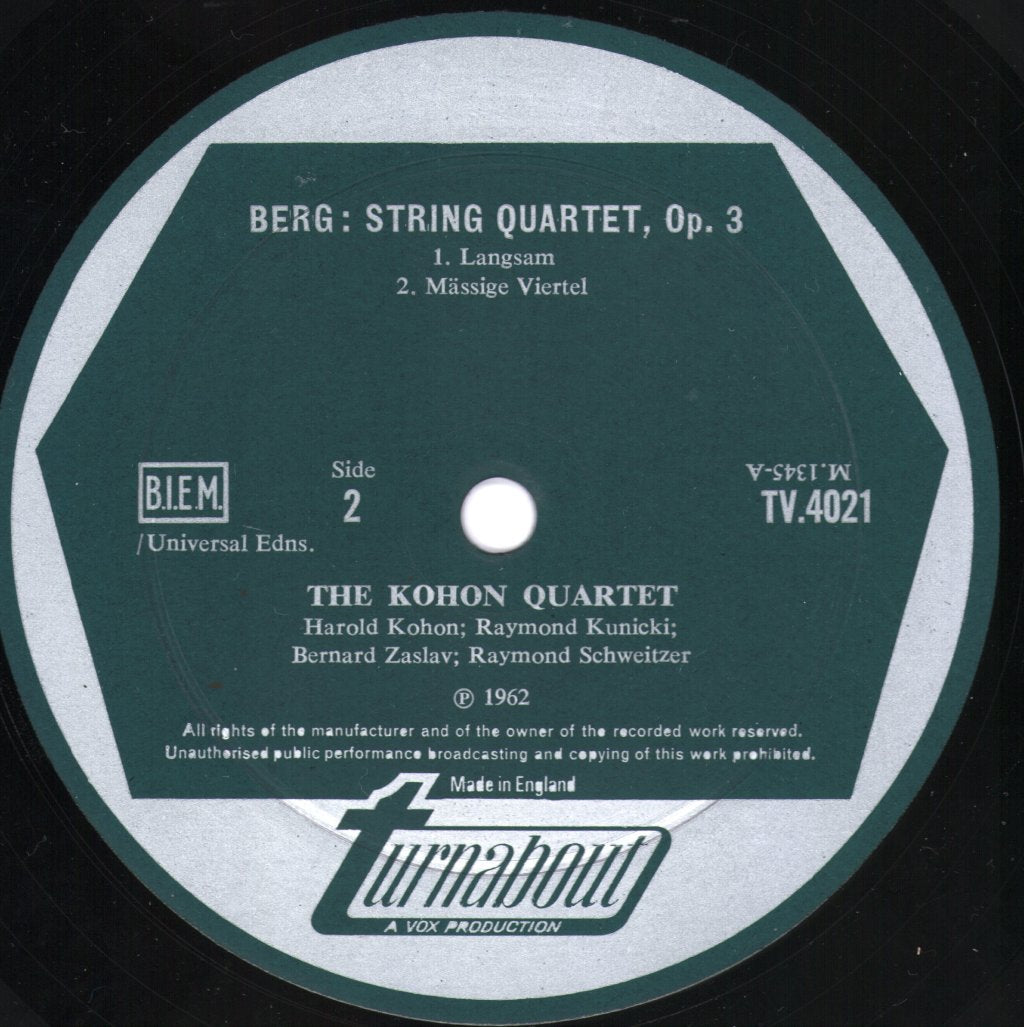 Ramor Quartet / Kohon Quartet Of New York University - Berg - Lyric Suite For String Quartet / String Quartet, Op. 3 - Lp
