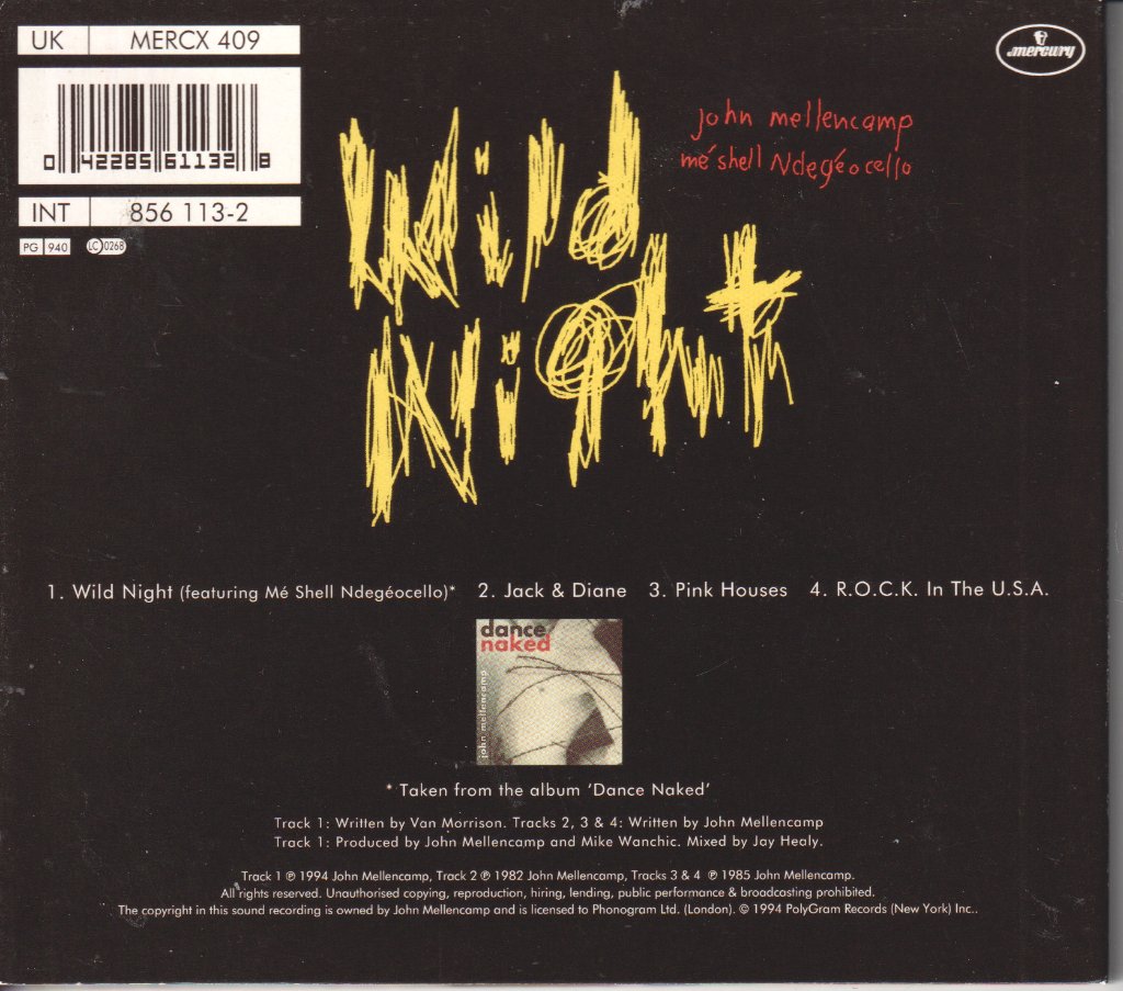 John Mellencamp And Me Shell Ndegeocello - Wild Night - Cd