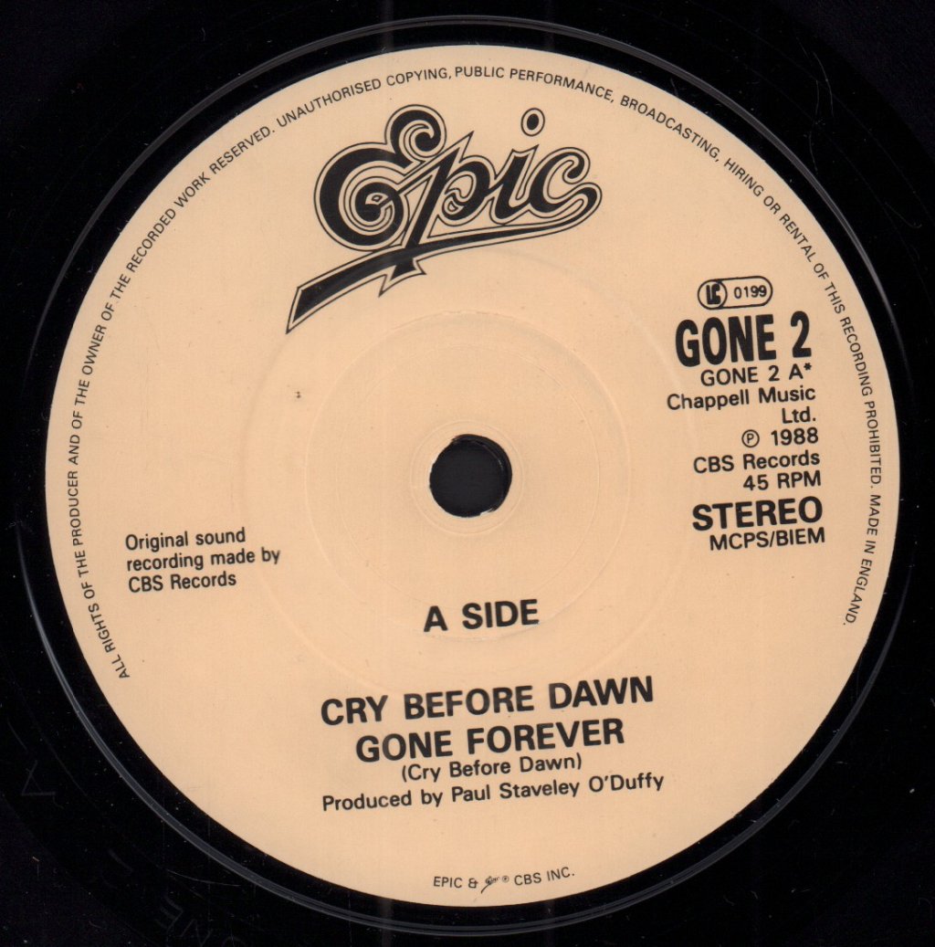 Cry Before Dawn - Gone Forever - 7 Inch