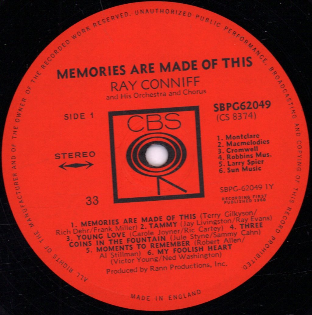 Ray Conniff And His Orchestra & Chorus - Memories Are Made Of This - Lp