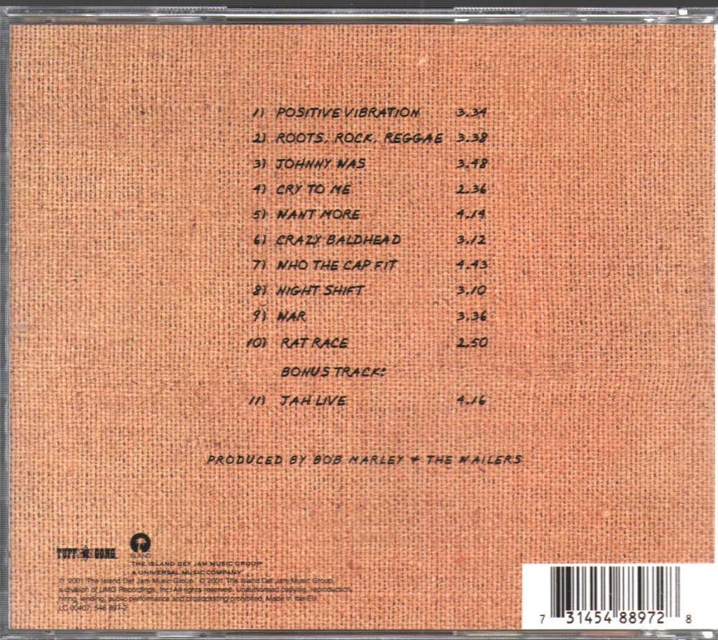 Bob Marley & The Wailers - Rastaman Vibration - Cd