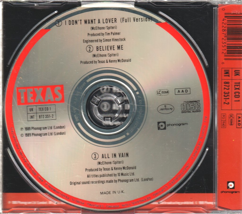 Texas - I Don't Want A Lover - Cd