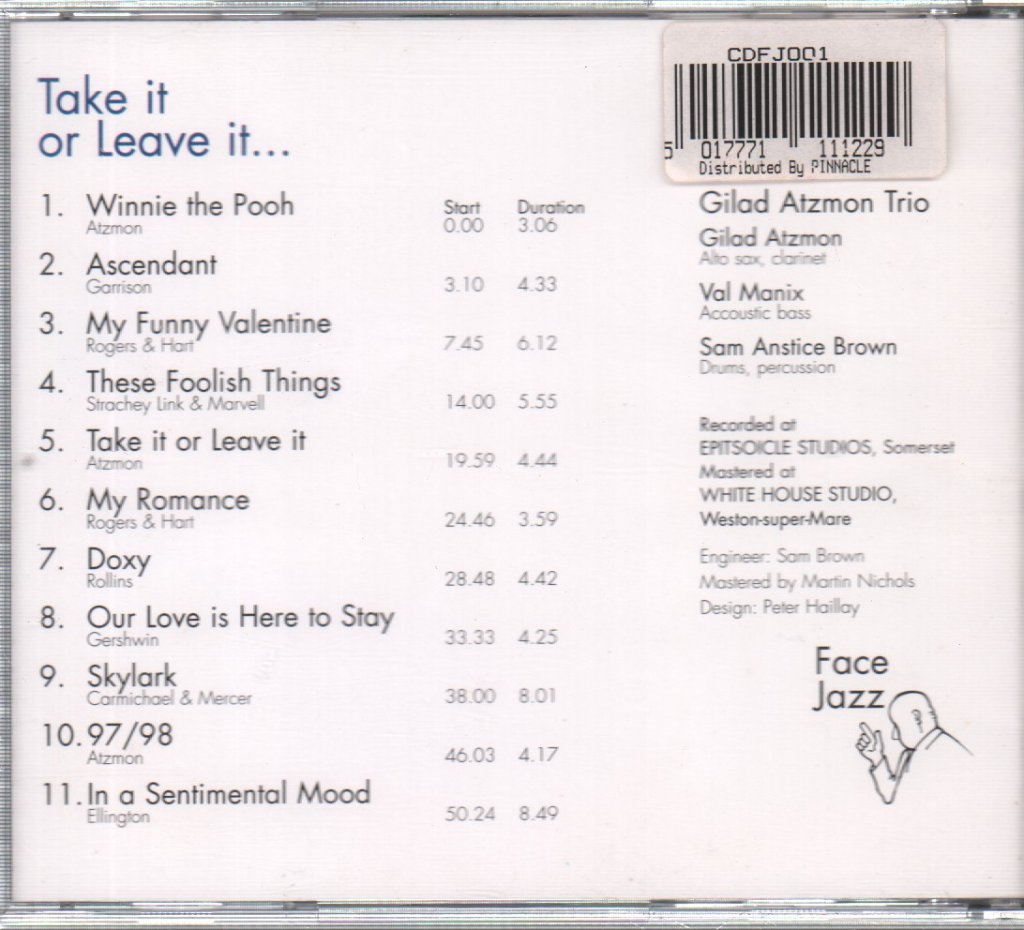 Gilad Atzmon Trio - Take It Or Leave It - Cd