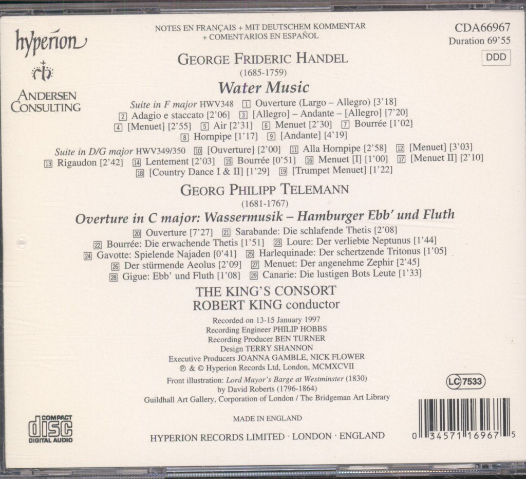 King's Consort, Robert King - Handel - Water Music - Cd