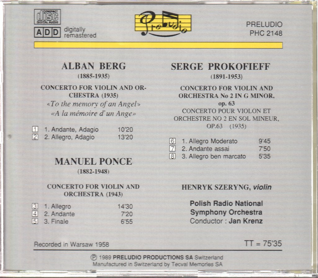 Henryk Szeryng, Polish National Radio Symphony Orchestra - Prokoviev - Violin Concertos - Cd