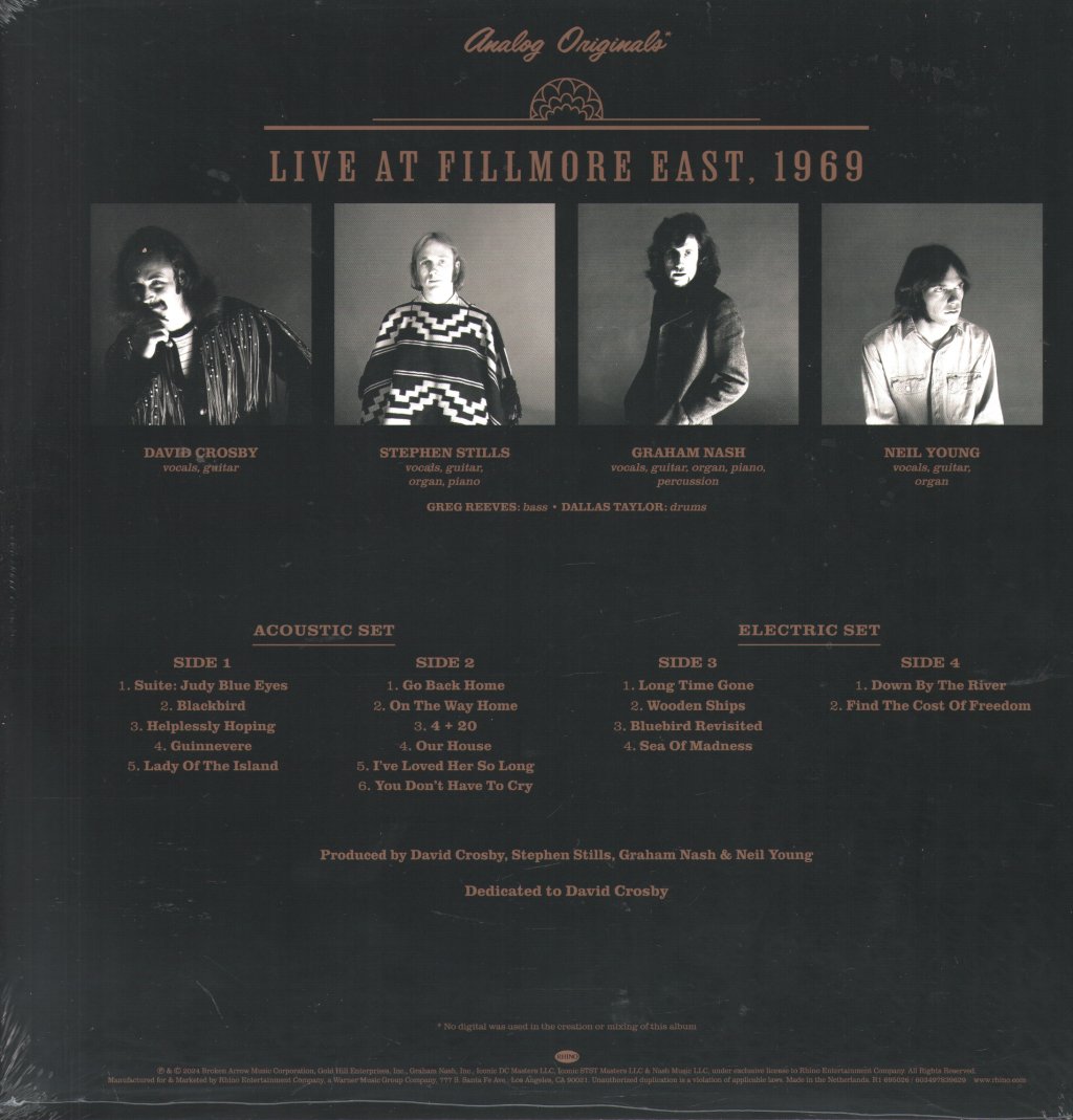 Crosby, Stills, Nash & Young - Live At Fillmore East, 1969 - Double Lp