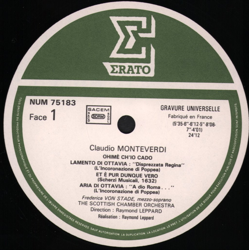 Frederica von Stade / Raymond Leppard / Scottish Chamber Orchestra - Sings Monteverdi-Cavalli - Lp