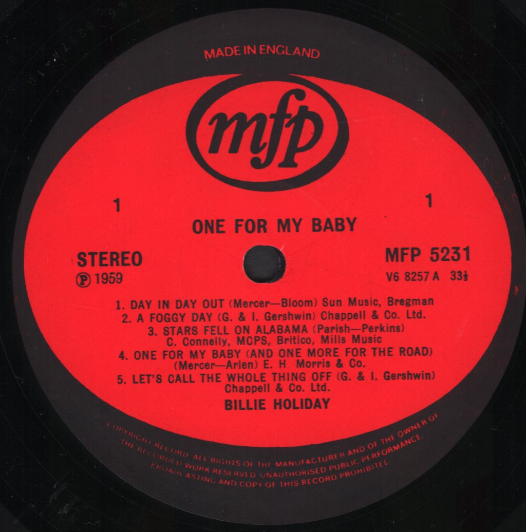 Billie Holiday - One For My Baby - Lp