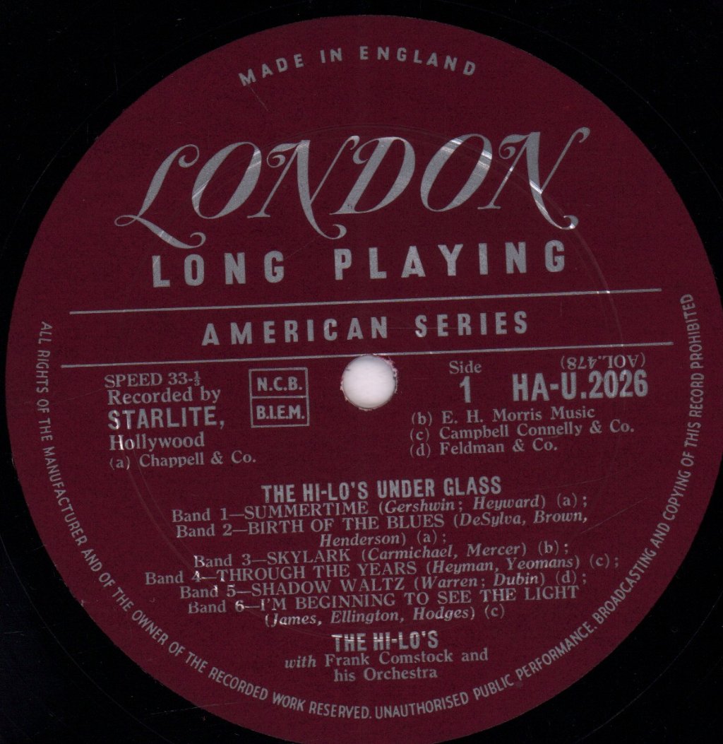 Hi-Lo's - Under Glass - Lp