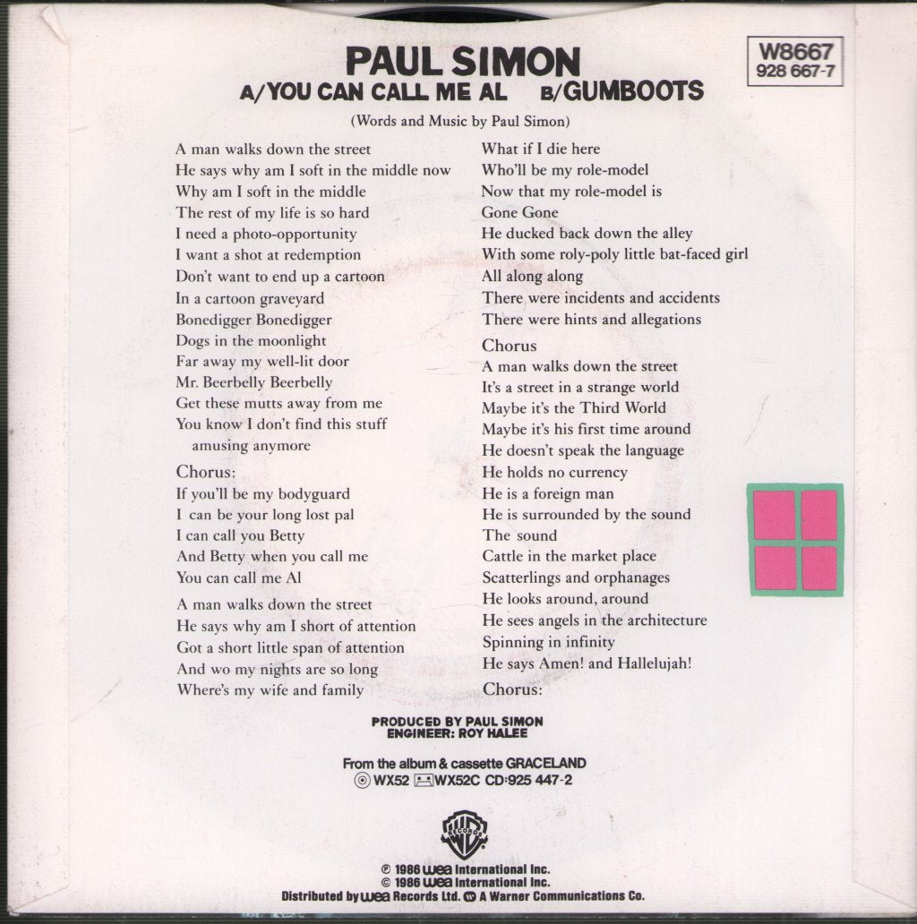Paul Simon - You Can Call Me Al - 7 Inch