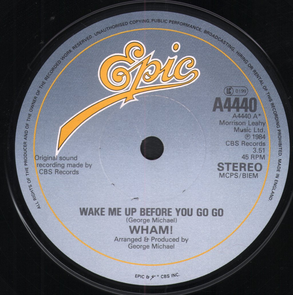 Wham - Wake Me Up Before You Go Go - 7 Inch
