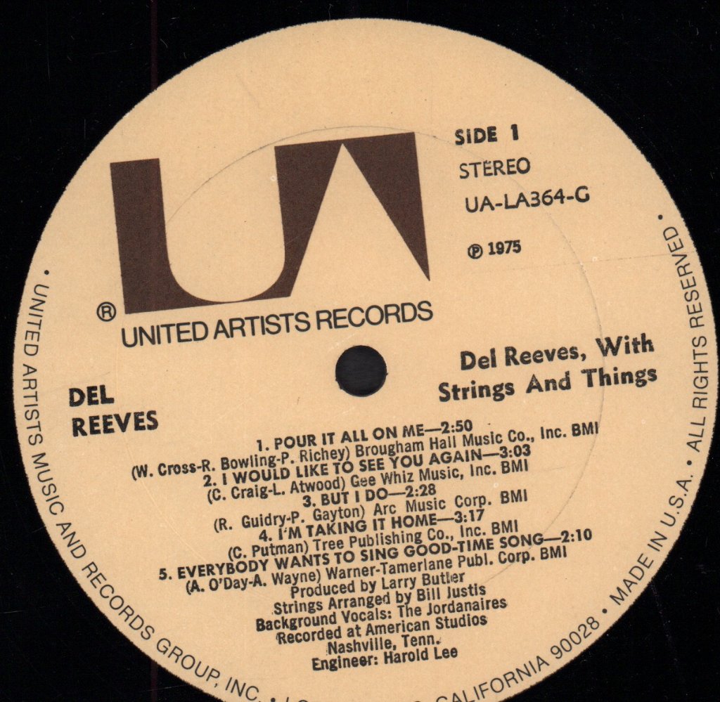 Del Reeves - With Strings And Things - Lp
