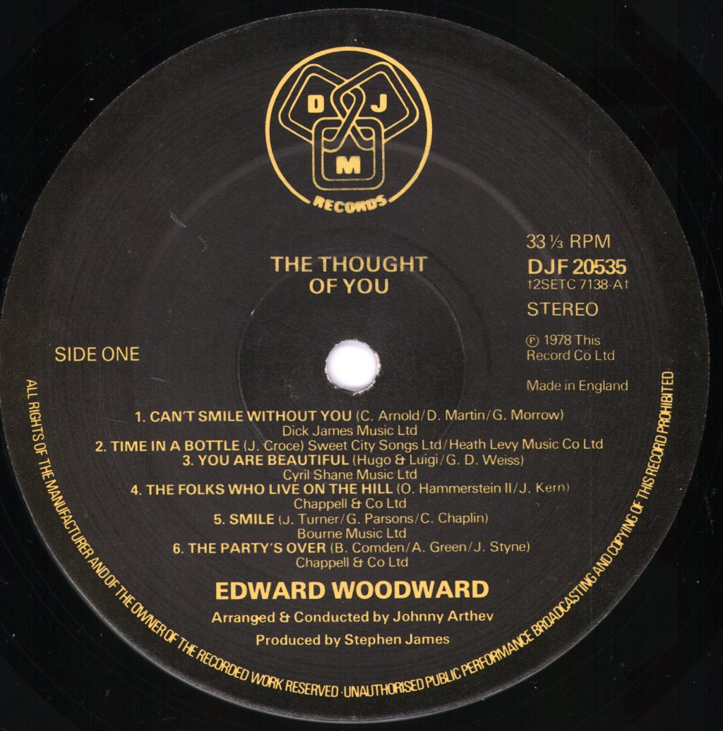 Edward Woodward - Thought Of You - Lp