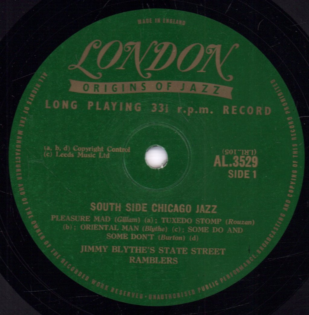 jimmy blythe's state street ramblers - South Side Chicago Jazz - 10 Inch