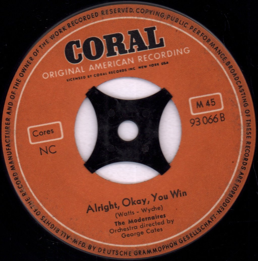 Modernaires - At My Front Door / Alright, Okay, You Win - 7 Inch