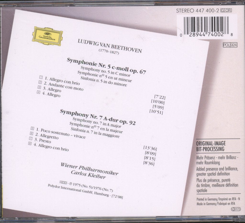 Wiener Philharmoniker, Carlos Kleiber - Beethoven - Symphonien Nos. 5 & 7 - Cd