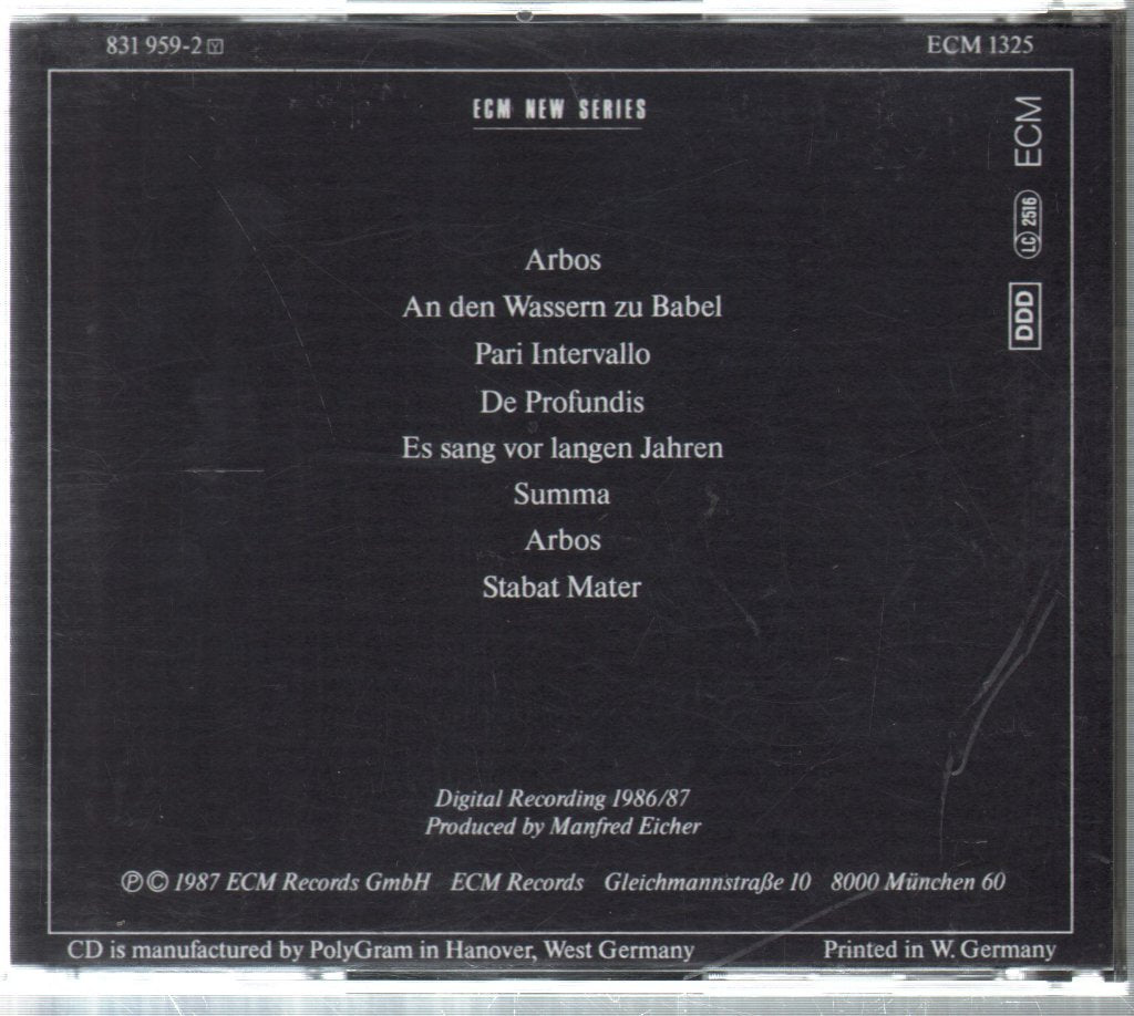Arvo Pärt - Arbos - Cd