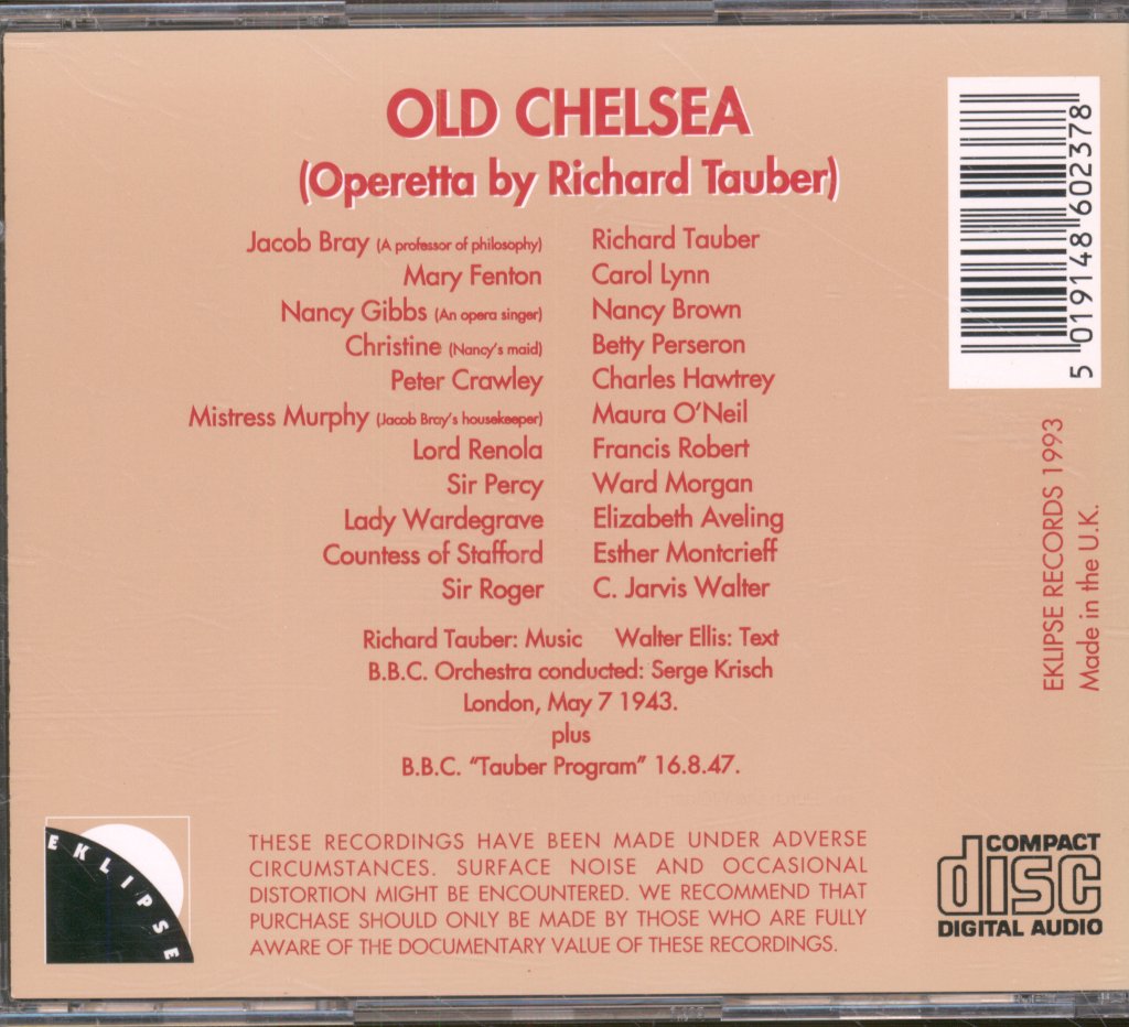Richard Tauber - Old Chelsea - Cd