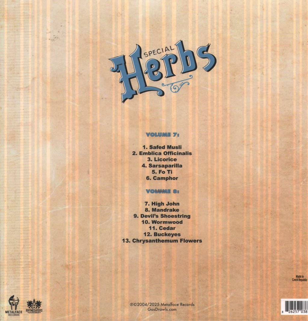 MF DOOM - Metal Fingers Presents: Special Herbs Vol. 7 & 8 - Double Lp