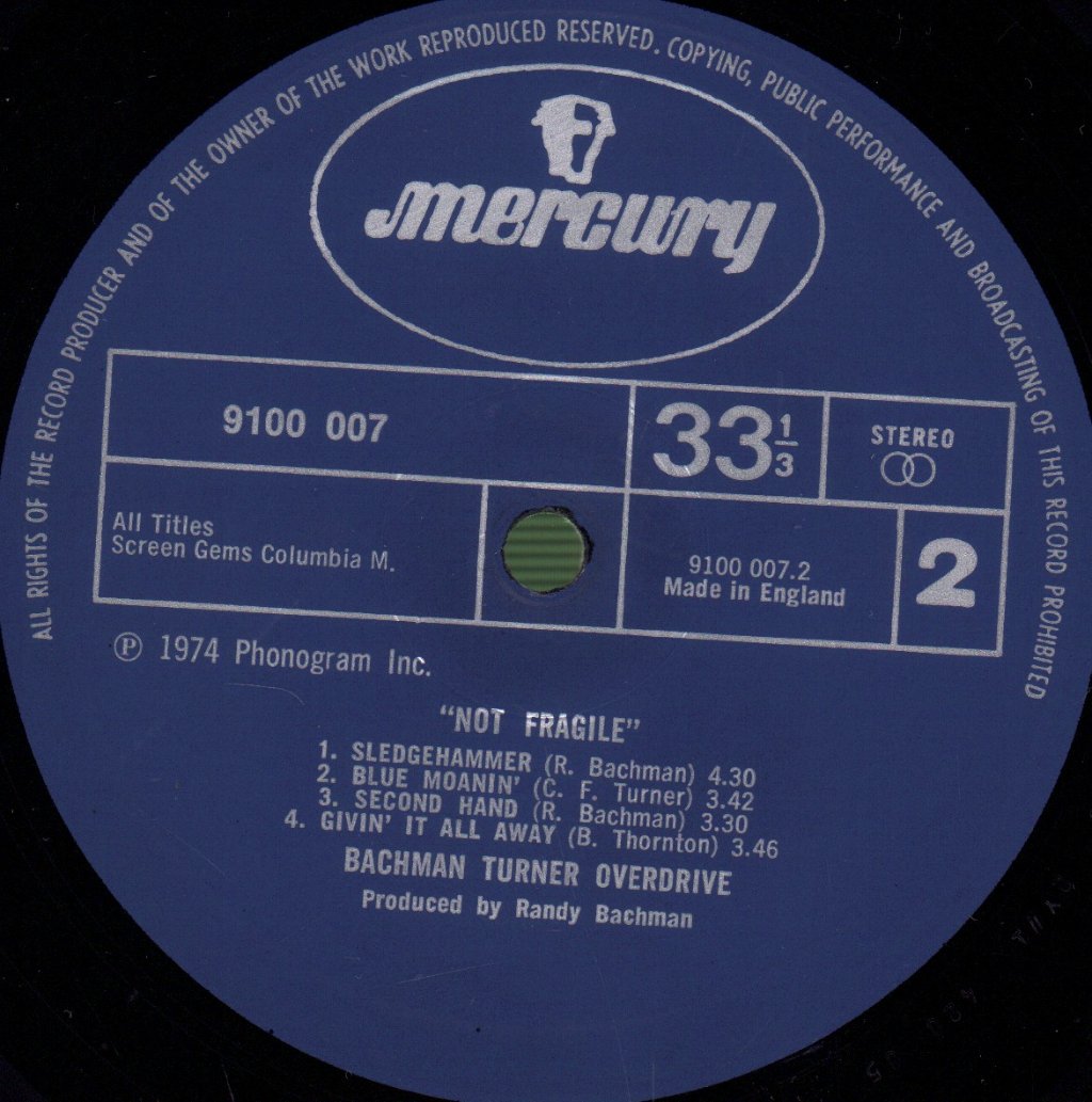 Bachman-Turner Overdrive - Not Fragile - Lp