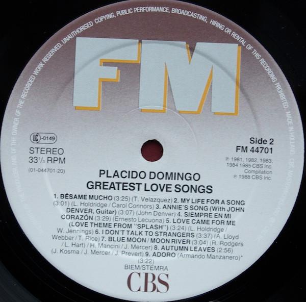 Placido Domingo - Greatest Love Songs - Lp