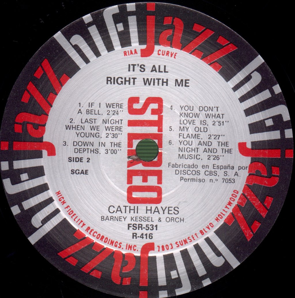 Cathy Hayes - It's All Right With Me - Lp