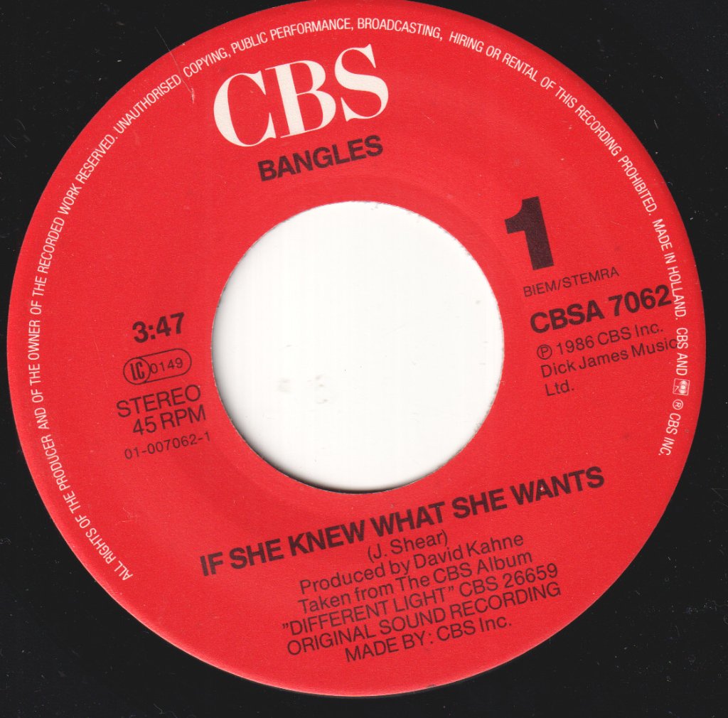 Bangles - If She Knew What She Wants - 7 Inch