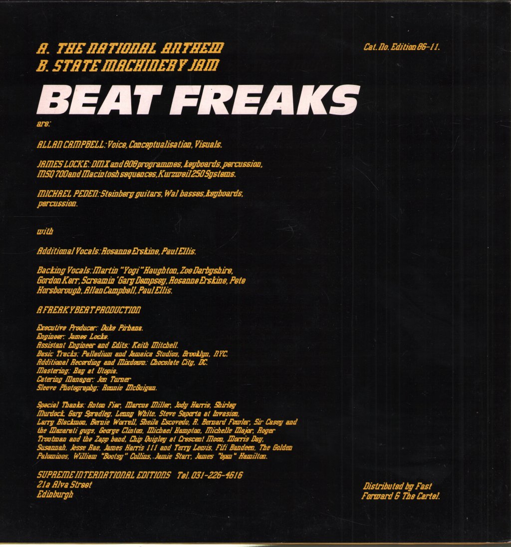 Beat Freaks - National Anthem / State Machinery Jam - 12 Inch