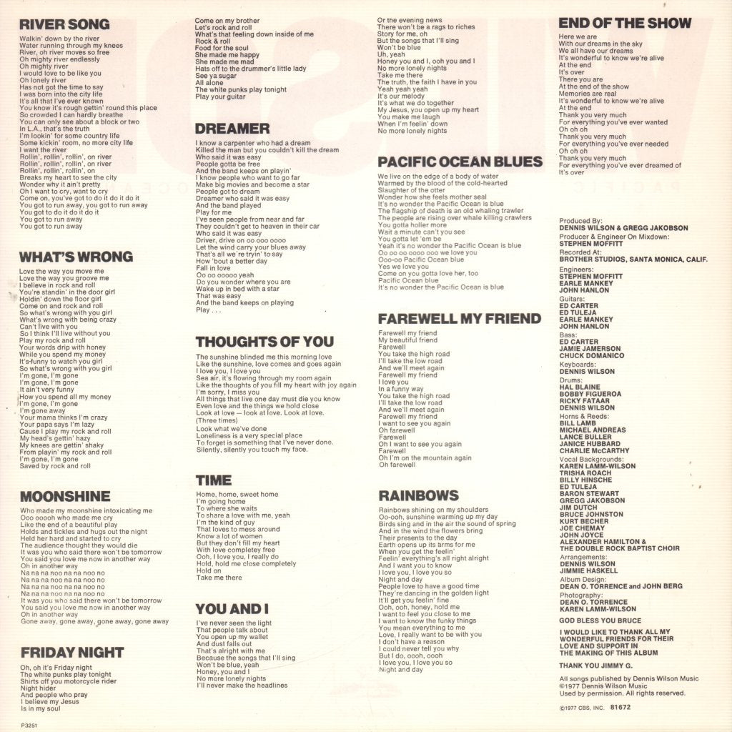 Dennis Wilson (Beach Boys) - Pacific Ocean Blue - Lp