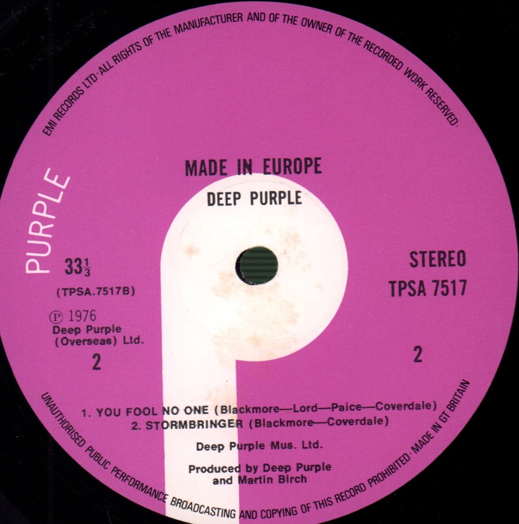 Deep Purple - Made In Europe - Lp